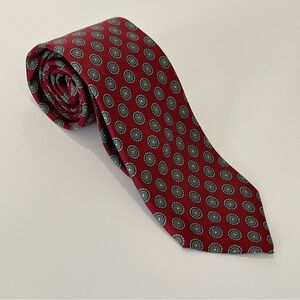 Vintage Land’s End Silk Tie | Red Medallion | 3” Classic Wedding Guest Business